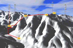 土樽上空から見たルート
