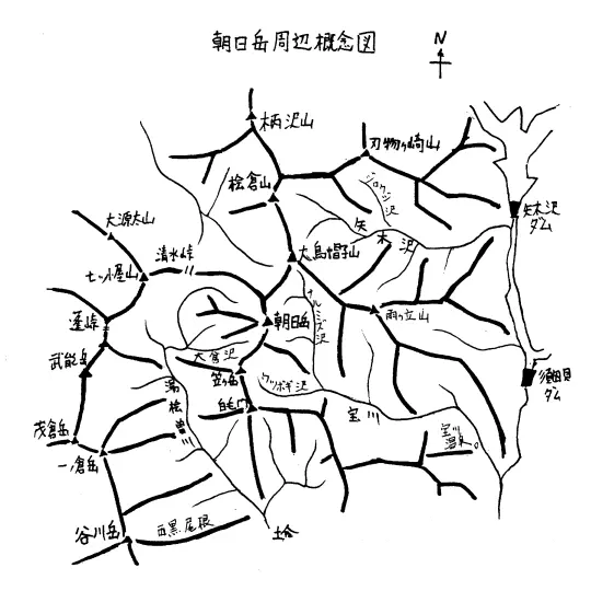 朝日岳周辺概念図