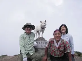 斜里岳頂上です!柴犬は全国放浪犬です